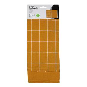 Living & Co Awaroa Tea Towel Mustard Yellow 2 Pack