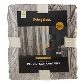 Living & Co Dune Pencil Pleat Curtains Steel