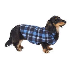 Petzone Fleece Dog Jacket Check Blue Small