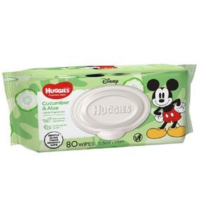 Huggies Thick Baby Wipes Cucumber & Aloe 80 Pack