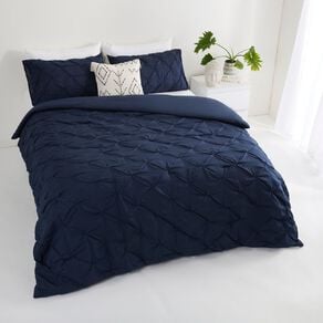 Living & Co Pintuck 3 Piece Comforter Set Navy Super King