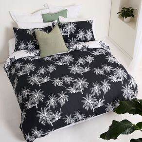 Living & Co Duvet Cover Set Palms Black/White