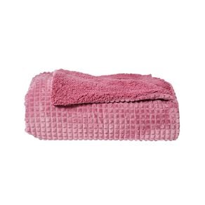 Living & Co Waffle Plush Blanket Rose Pink Queen