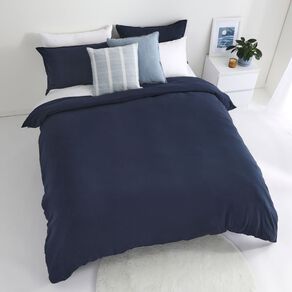 Living & Co Stonewashed Cotton Duvet Cover Set Blue