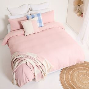 Living & Co Duvet Cover Set Luxury Waffle Lotus Pink Queen