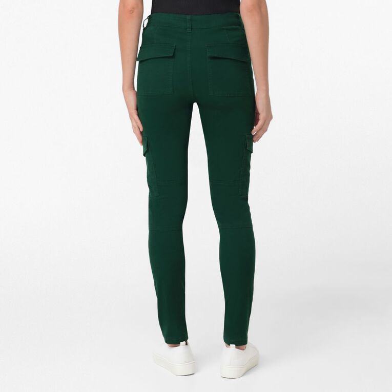 H&H Women's Skinny Zip Cargo Pants, Green Dark, hi-res