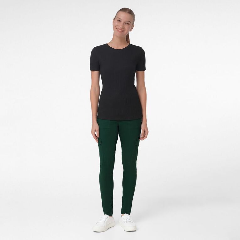 H&H Women's Skinny Zip Cargo Pants, Green Dark, hi-res