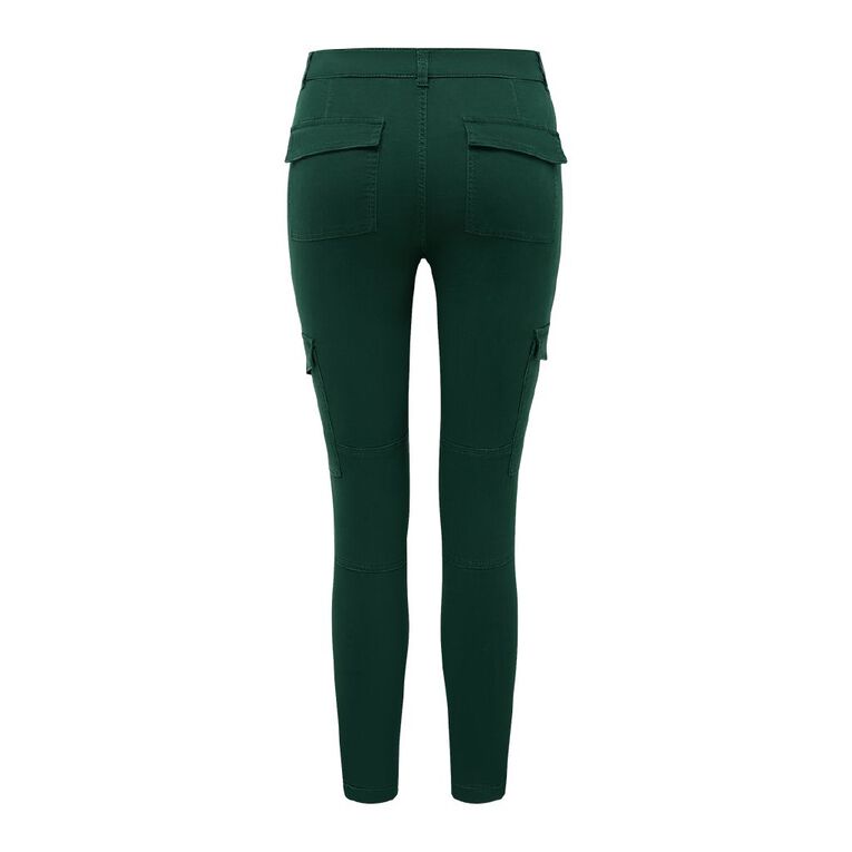 H&H Women's Skinny Zip Cargo Pants, Green Dark, hi-res