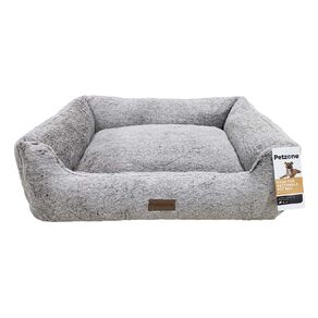 Petzone Faux Fur Pet Rectangle Bed Grey Large