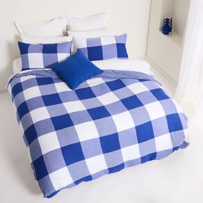 Living & Co Cotton Waffle Check Duvet Cover Set Cobalt