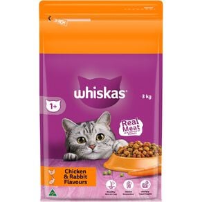 Whiskas Adult Dry Cat Food Chicken & Rabbit 3kg