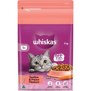 Whiskas Adult Dry Cat Food Sardine & Prawn Bag 3kg