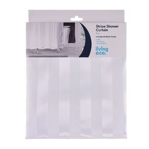 Living & Co Shower Curtain Stripe White 180cm x 180cm