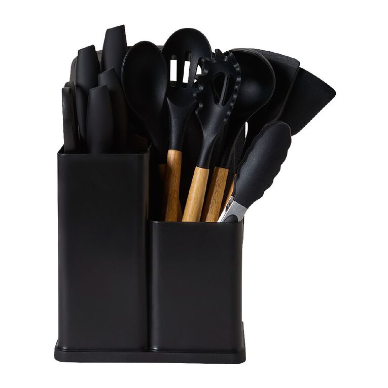 Living & Co Knife Block Set Black 14 Pack, , hi-res