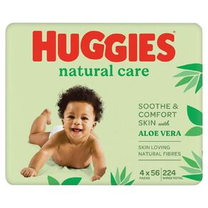 Huggies Natural Care Baby Wipes 4x56 Pack