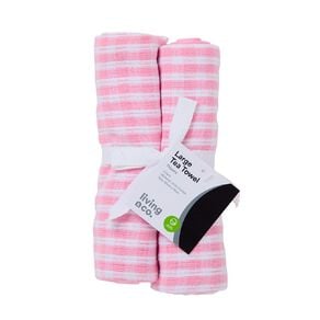 Living & Co Cotton Tea Towel Large Check Pink 2 Pack