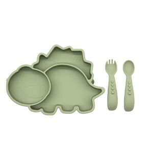 Babywise Silicone Plate And Cutlery Set Croc Green