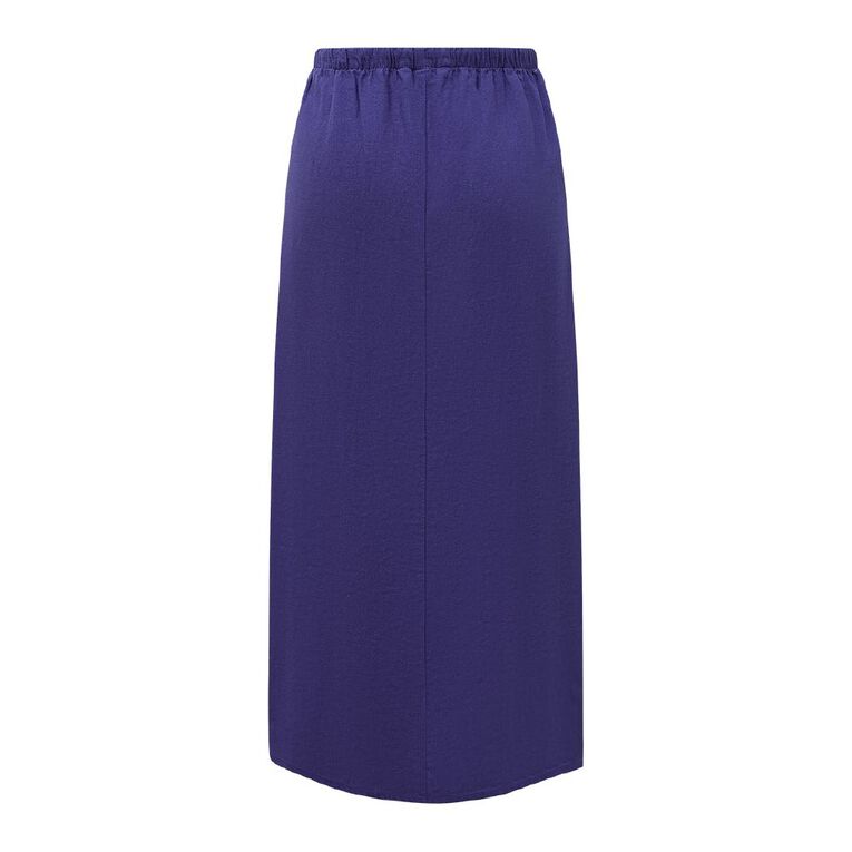 H&H Women's Long Linen Blend Skirt, Blue Mid, hi-res