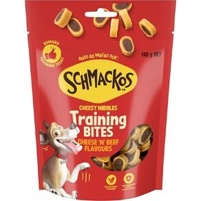 Schmackos Dog Treat Training Bites Cheese and Beef Bag 140g