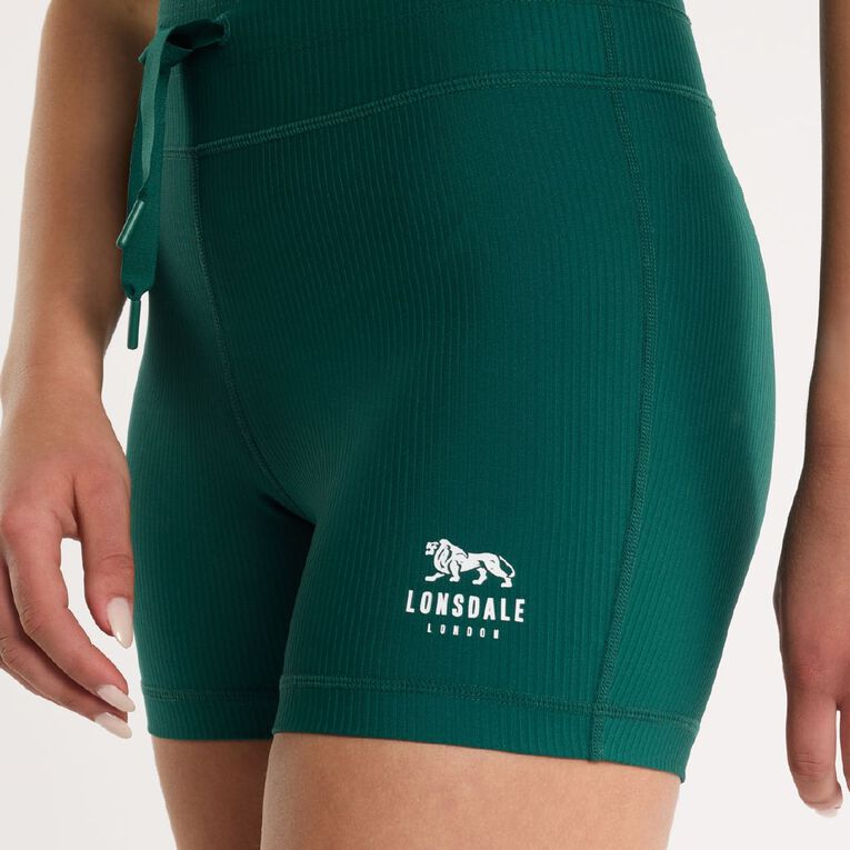 Lonsdale Women's Active 5 inch Bike Shorts, Green Dark, hi-res