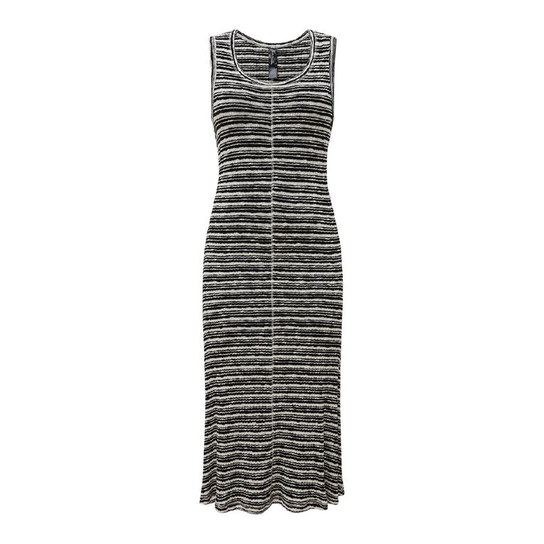 H&H Women's True Knit Stripe Midi Dress, Black/White, hi-res