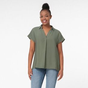 H&H Women's Short Sleeve Collared Blouse