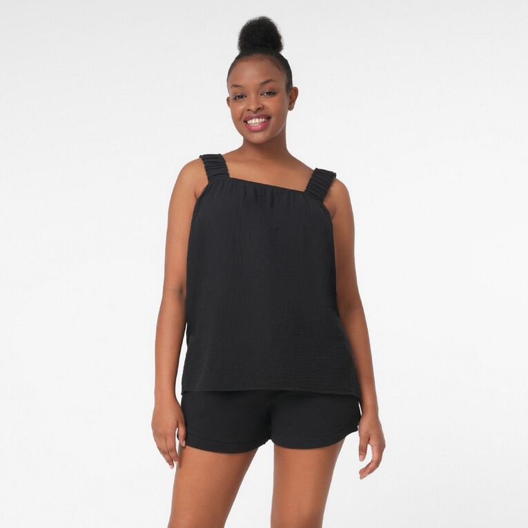 H&H Women's Cotton Muslin Cami, Black, hi-res