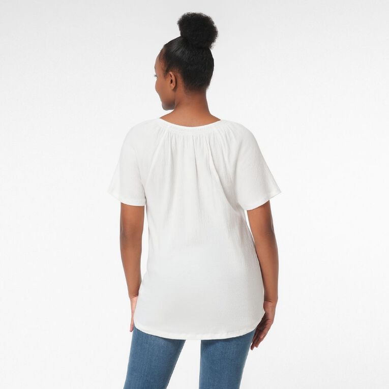 H&H Women's Raglan Bead Top, White, hi-res