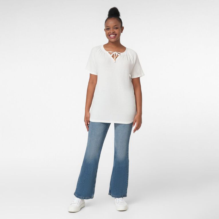 H&H Women's Raglan Bead Top, White, hi-res