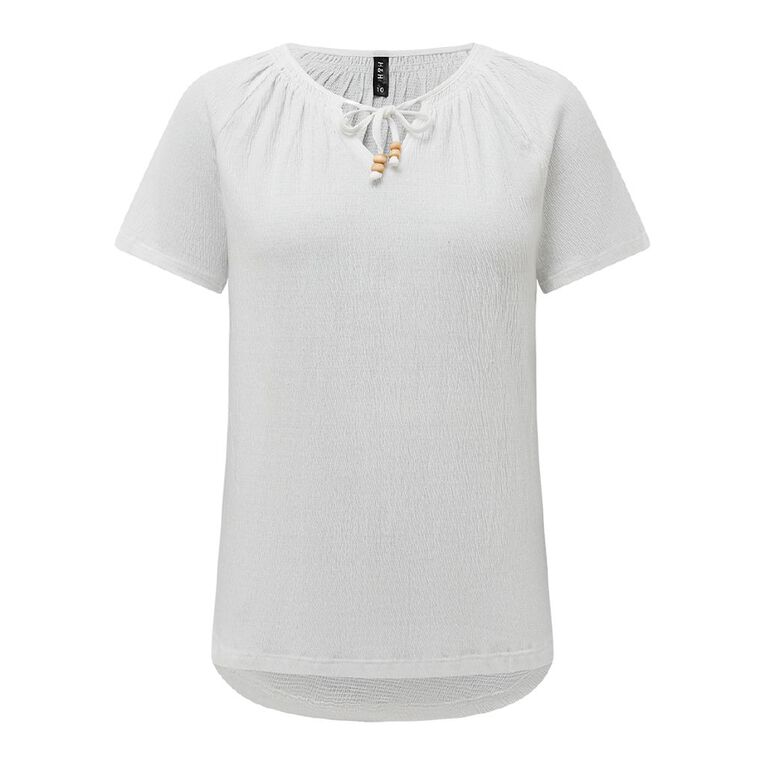 H&H Women's Raglan Bead Top, White, hi-res