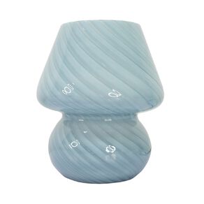 Living & Co Glass Striped Mushroom Lamp Blue