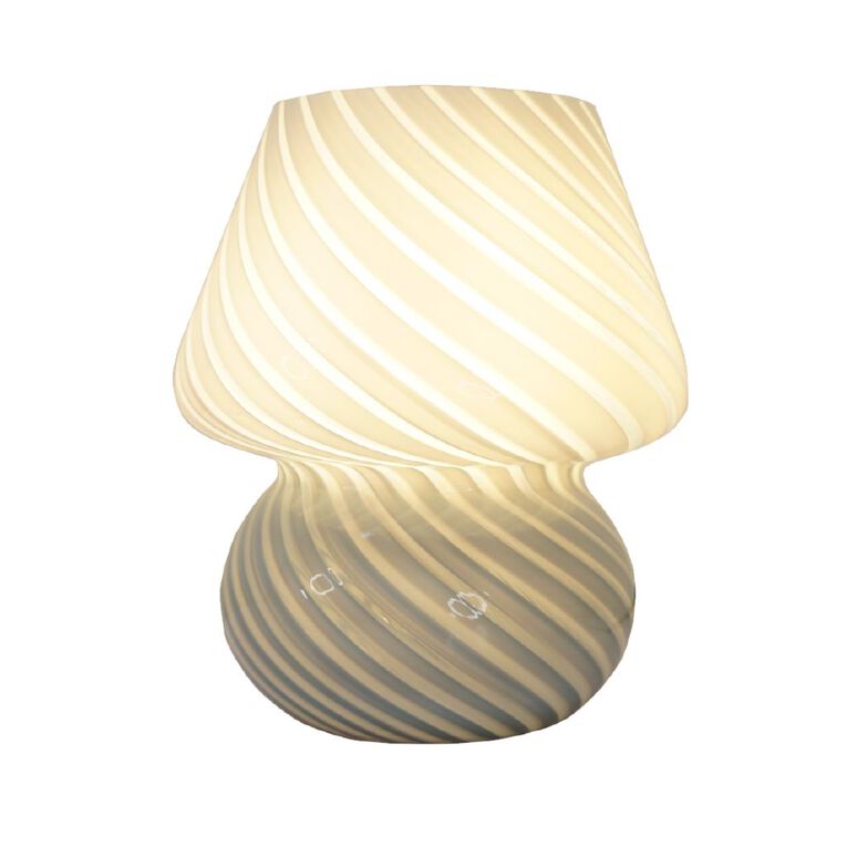 Living & Co Glass Striped Mushroom Lamp Blue, , hi-res