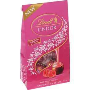 Lindt Lindor Raspberry & Cream Pouch 123g