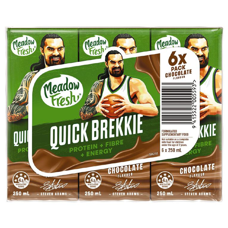 Meadow Fresh Quick Brekkie UHT Chocolate 250ML x 6 Pack, , hi-res