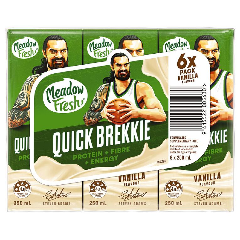 Meadow Fresh Quick Brekkie UHT Vanilla 250ML x 6 Pack, , hi-res